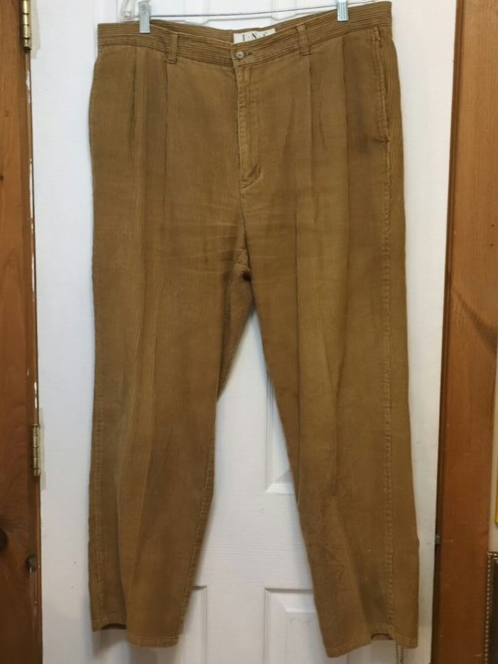 VTG 90s INC Pleated Tan Corduroy Pants Mens Sz 40x30 Grandpacore Light Academia